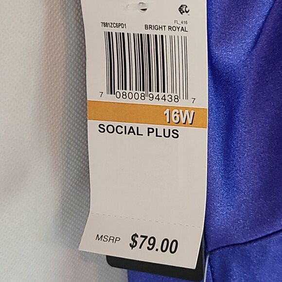 New CITY STUDIOS Wn's (16W) Royal Blue Satin Party Mini Fit & Flare Dress $79 - Picture 9 of 10